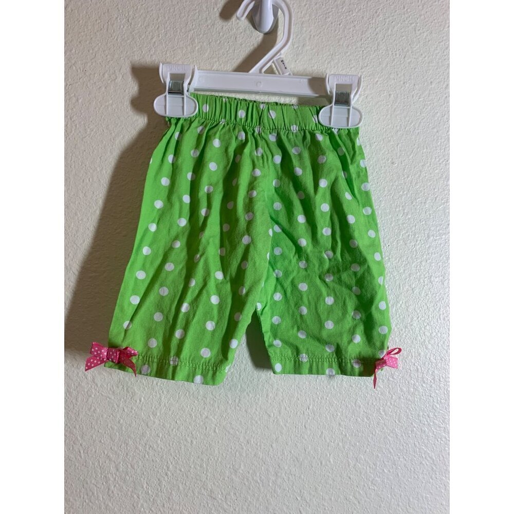 Rare Editions Cute Baby Girls Cotton Shorts Size 6-9 Months Green AC2
